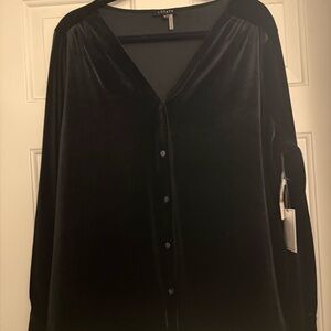 Elegant Black Velvet Like Women's Top